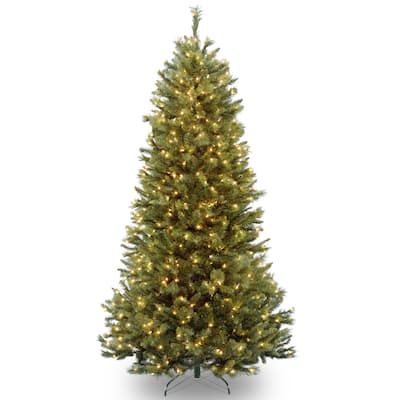 National Tree Company 7.5 ft. Rocky Ridge Slim Pine Tree with Clear Lights - 7.5 Foot