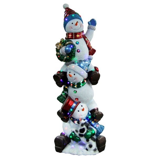 Shop 60-inch Stacking Snowmen with Metallic Painting Finish/ Multi LED ...