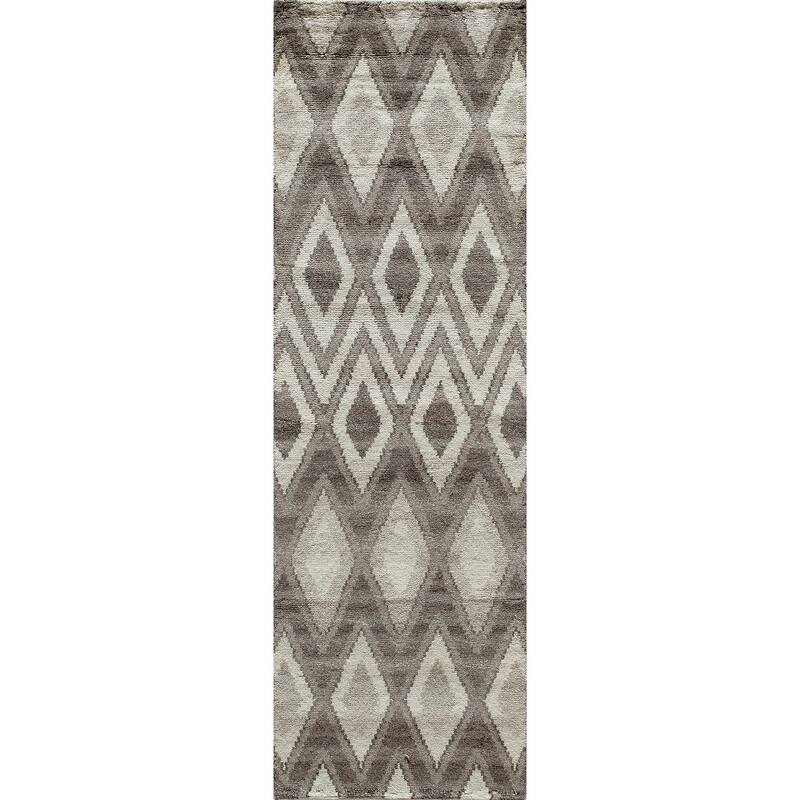 Momeni Atlas Hand Knotted Wool Geometric Area Rug - 2'3" x 8' Runner - Natural