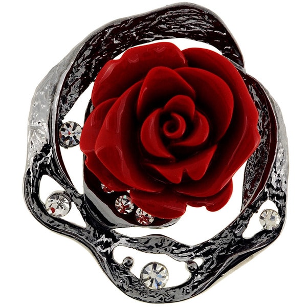 Shop Cubic Zirconia Vintage Red Rose Pin Brooch Free Shipping On 