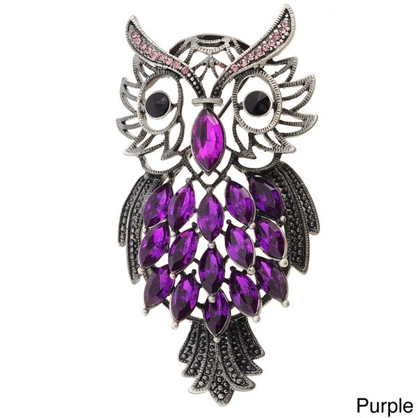Shop Cubic Zirconia Vintage-style Crystal Owl Brooch - Free Shipping On ...