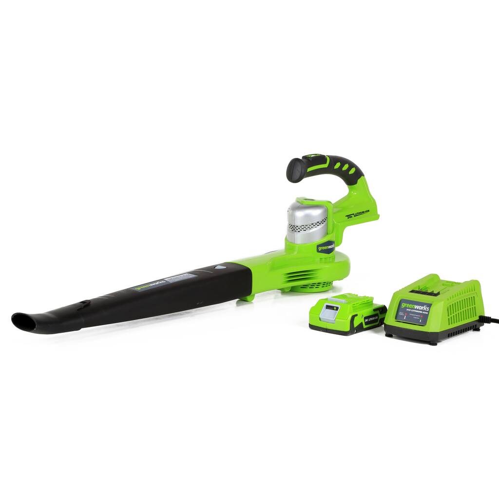 GreenWorks G-24 130MPH Cordless Sweeper, (1) 2Ah Battery and Charger Inc.