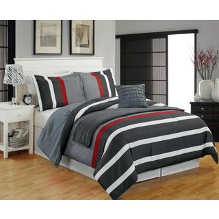 Shop Alex Striped 5-Piece Comforter Set - Overstock - 9603360