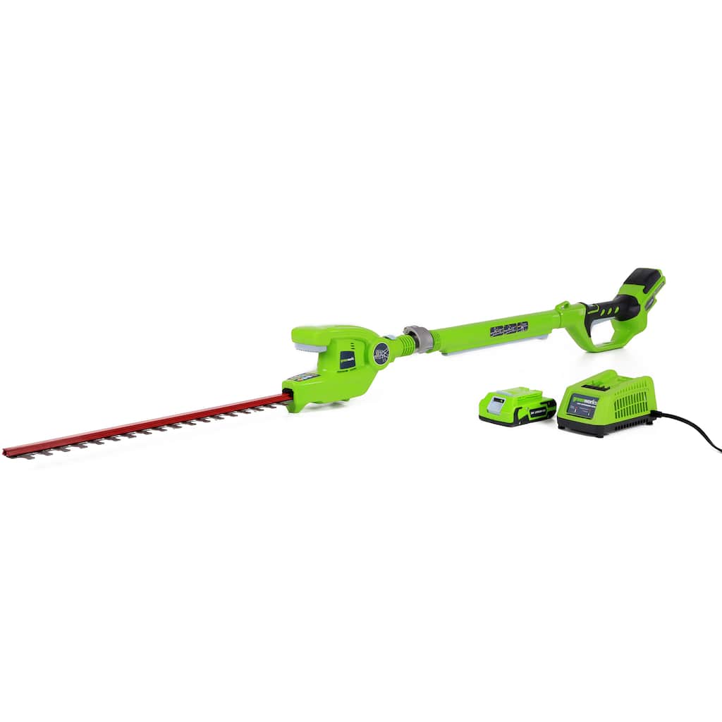 GreenWorks 22242 G-24 20-Inch Cordless Pole Hedge Trimmer, (1) 2Ah Battery and Charger Inc.
