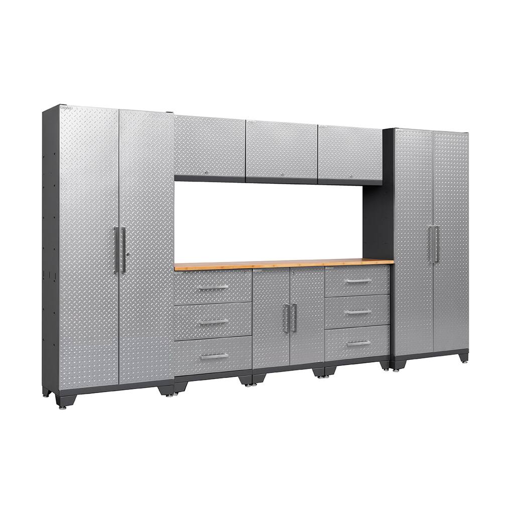 NewAge Products Performance Diamond Plate 9-piece Metal Cabinet Set