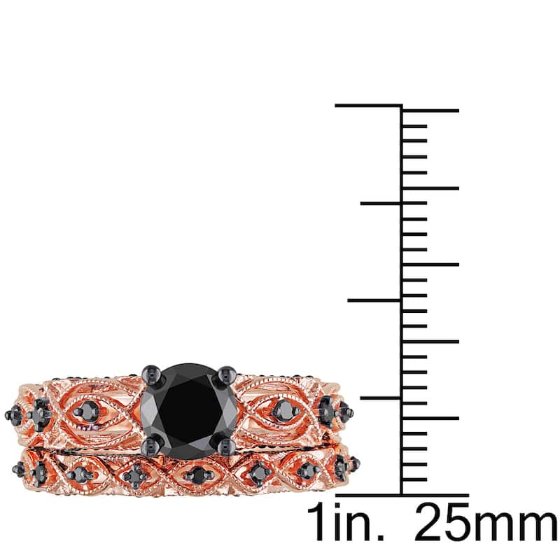 Miadora 10k Rose Gold with Black Rhodium 1 3/8ct TDW Black Diamond Infinity Bridal Set