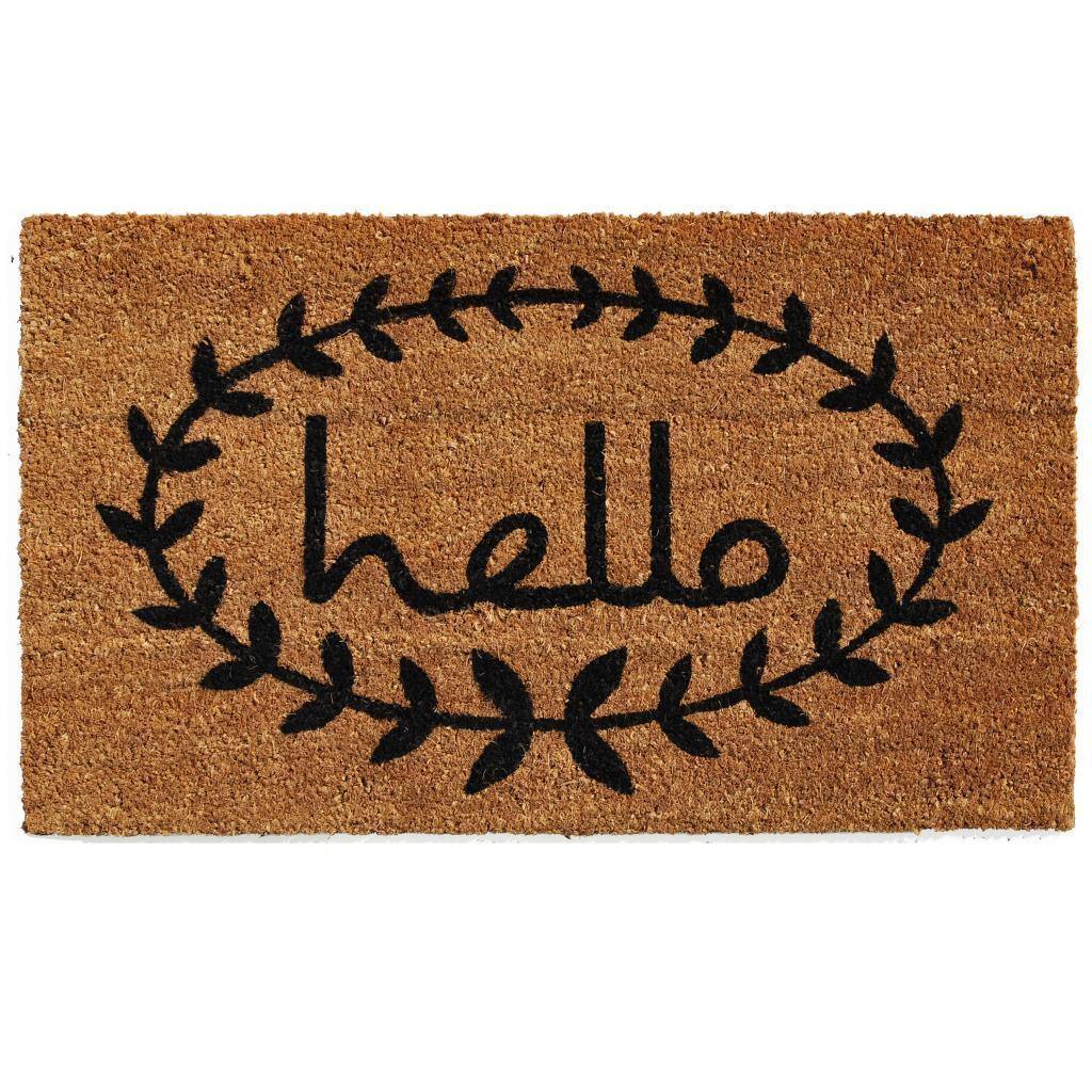 Calico Hello Coir with Vinyl Backing Doormat (1'5 X 2'5)