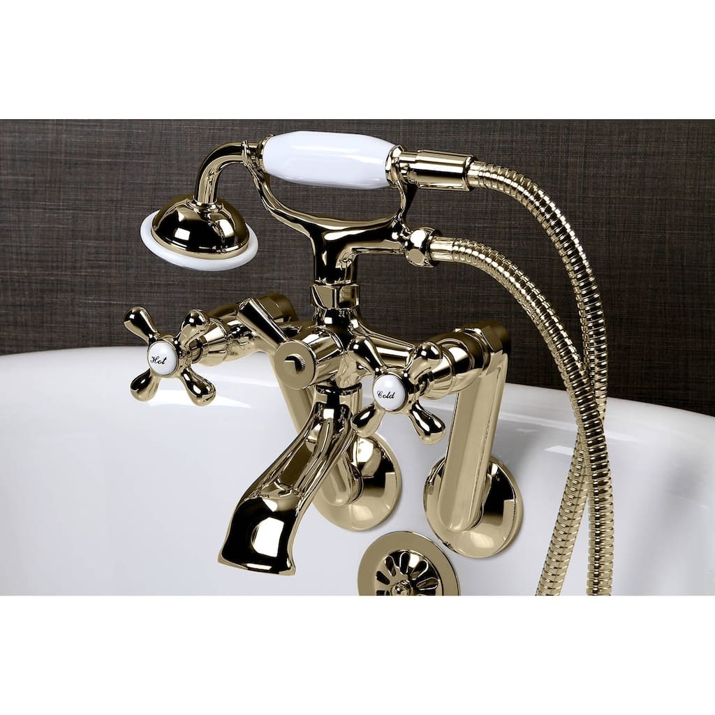 Kingston Brass Tub Wall Mount Polished Brass Clawfoot Tub Faucet