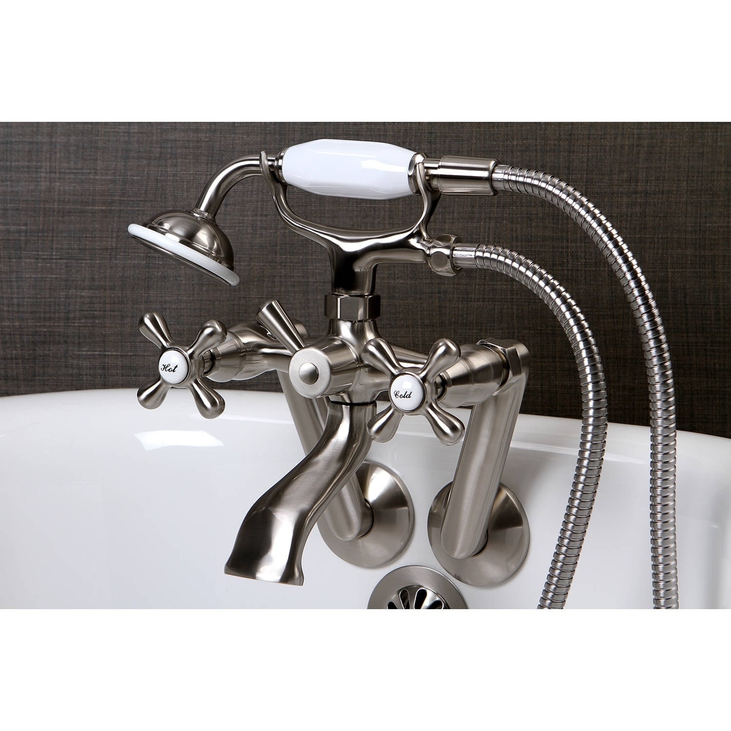 Shop Tub Wall Mount Brushed Nickel Clawfoot Tub Faucet Overstock