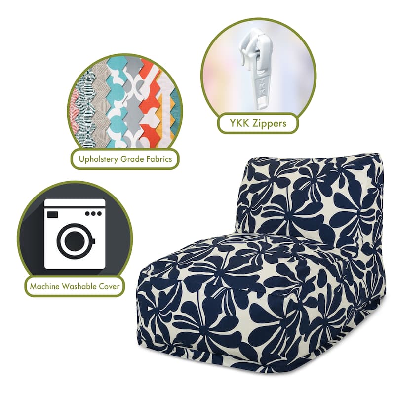 Majestic Home Goods Indoor Outdoor Plantation Bean Bag Chair Lounger 36 in L x 27 in W x 24 in H