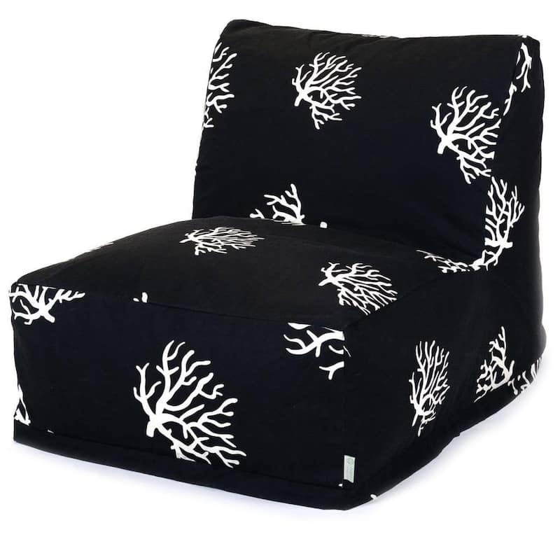Majestic Home Goods Coral Pattern Bean Bag Lounger Chair - Black