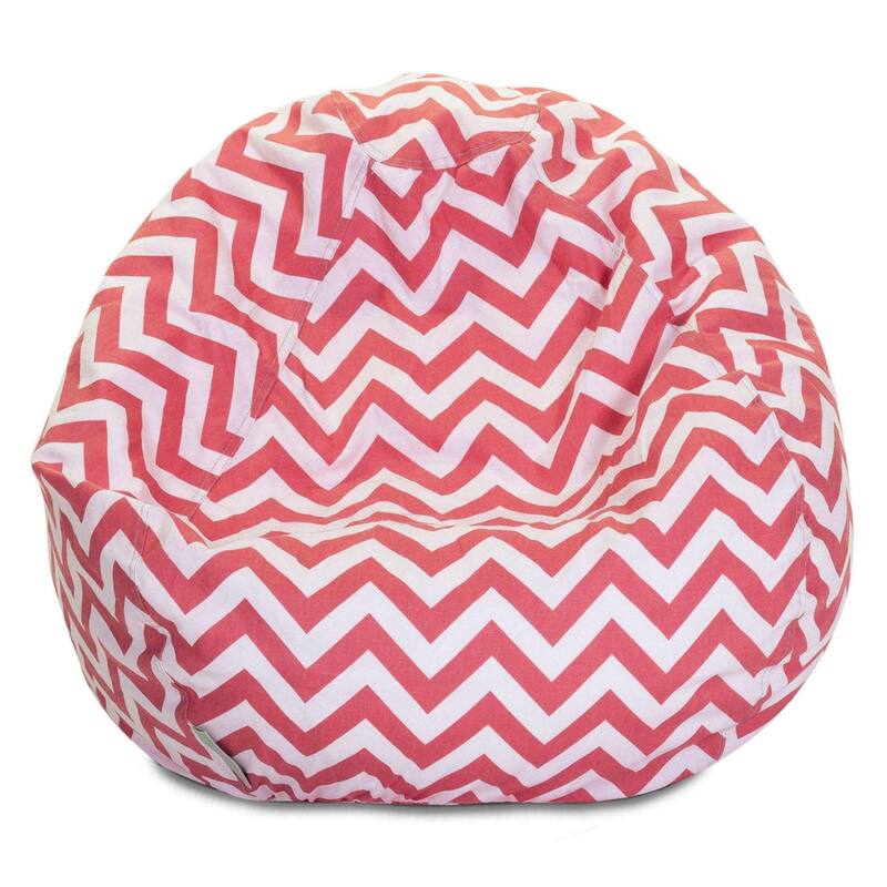 Majestic Home Goods Chevron Cotton Classic Bean Bag Chair Small/Large - Small - Coral