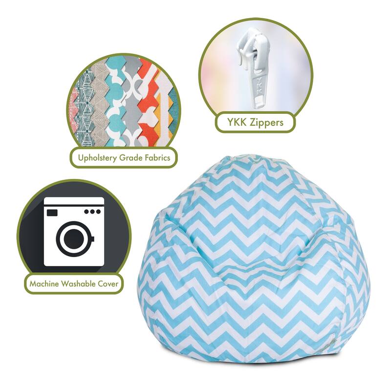 Majestic Home Goods Chevron Cotton Classic Bean Bag Chair Small/Large