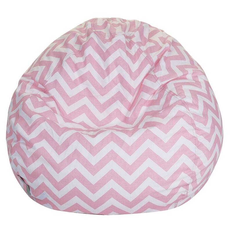 Majestic Home Goods Chevron Cotton Classic Bean Bag Chair Small/Large - Large - Baby Pink
