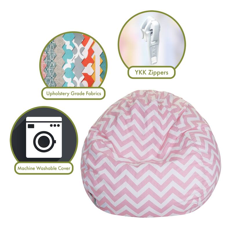 Majestic Home Goods Chevron Cotton Classic Bean Bag Chair Small/Large