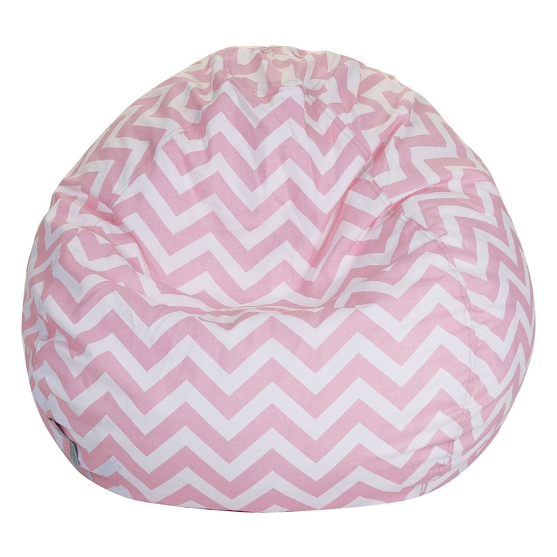 Majestic Home Goods Chevron Cotton Classic Bean Bag Chair Small/Large - Small - Baby Pink