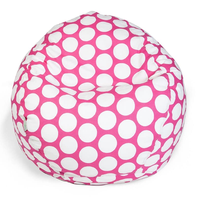 Majestic Home Goods Large Polka Dot Classic Bean Bag Chair Small/Large - Small - Hot Pink