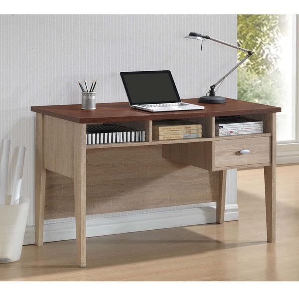 Baxton Studio Tyler Sonoma Oak Finishing Modern Writing Desk Bed