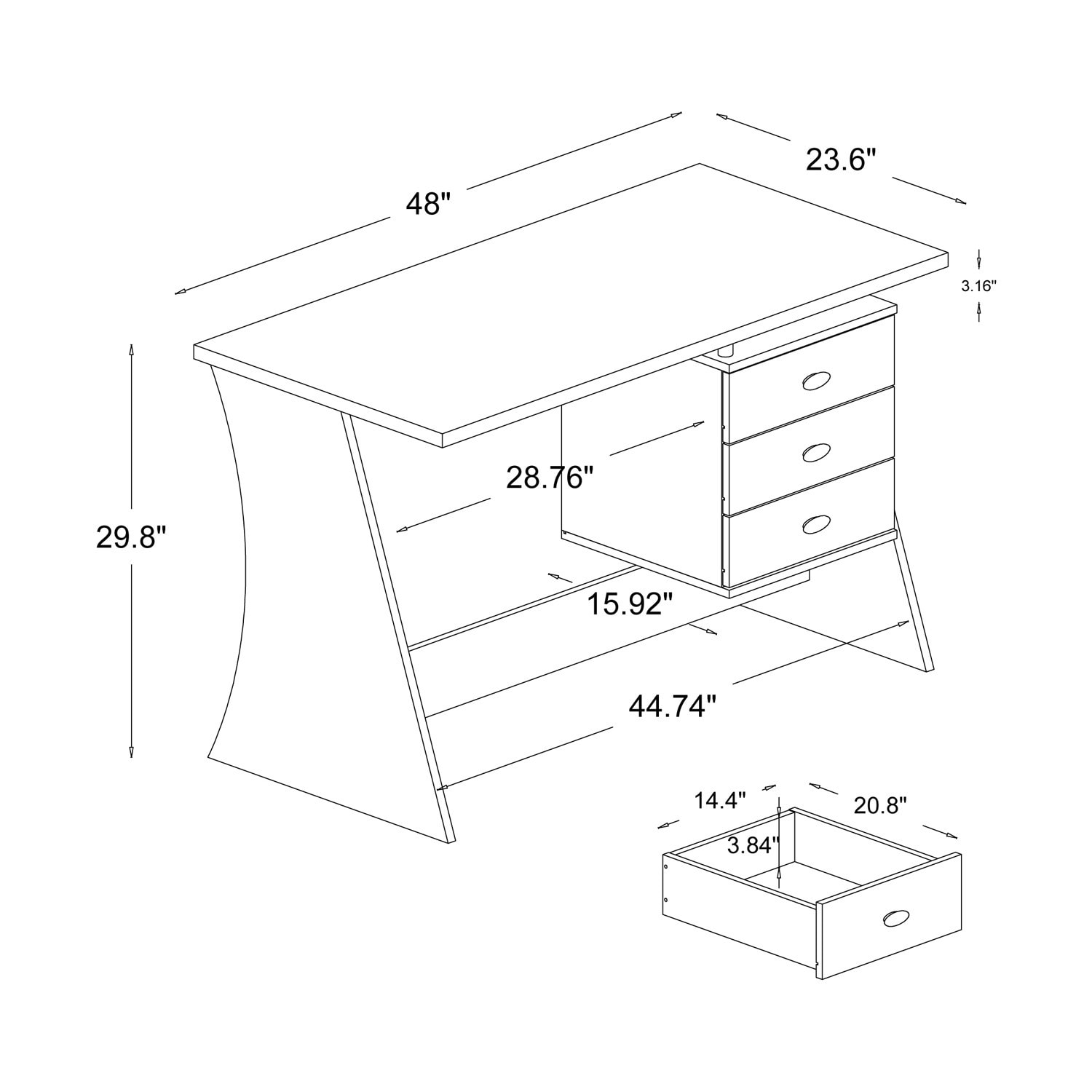 Baxton Studio Parallax Sonoma Oak Finishing Modern Writing Desk