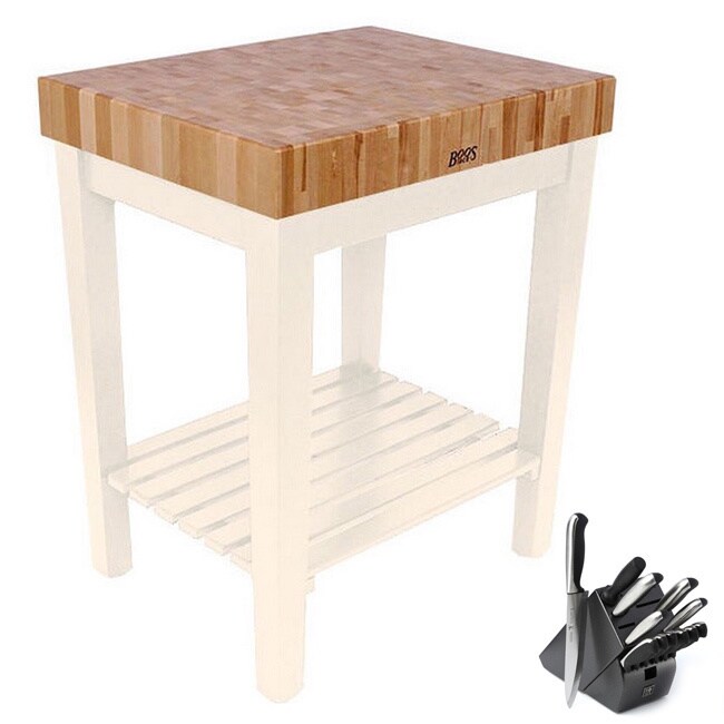 John Boos 30x24 Maple Butcher Block Table and J.A. Henckels 13