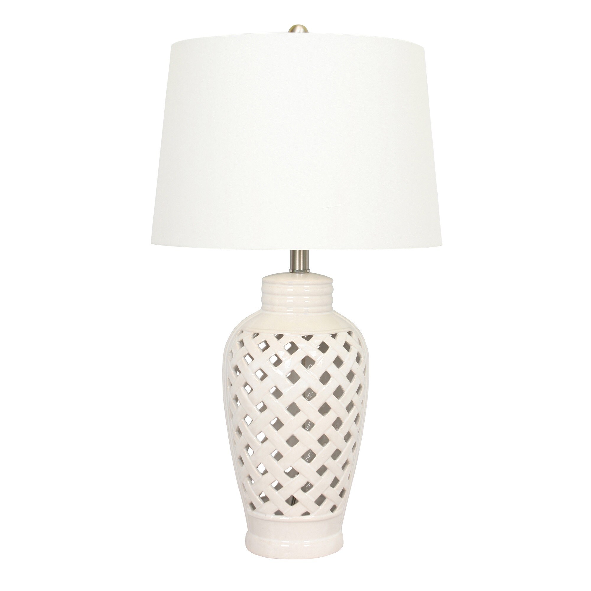 white ceramic lattice lamp