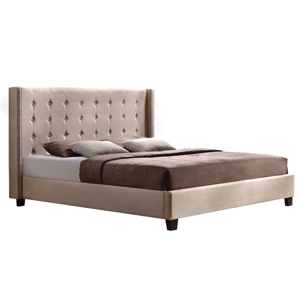 Mallalai Beige Microfiber Upholstered Bed
