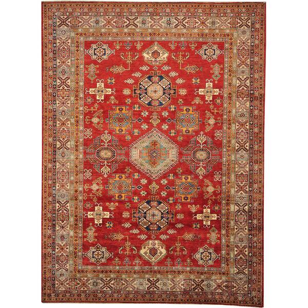 100 Percent Wool Super Kazak Hand Knotted Tribal Design