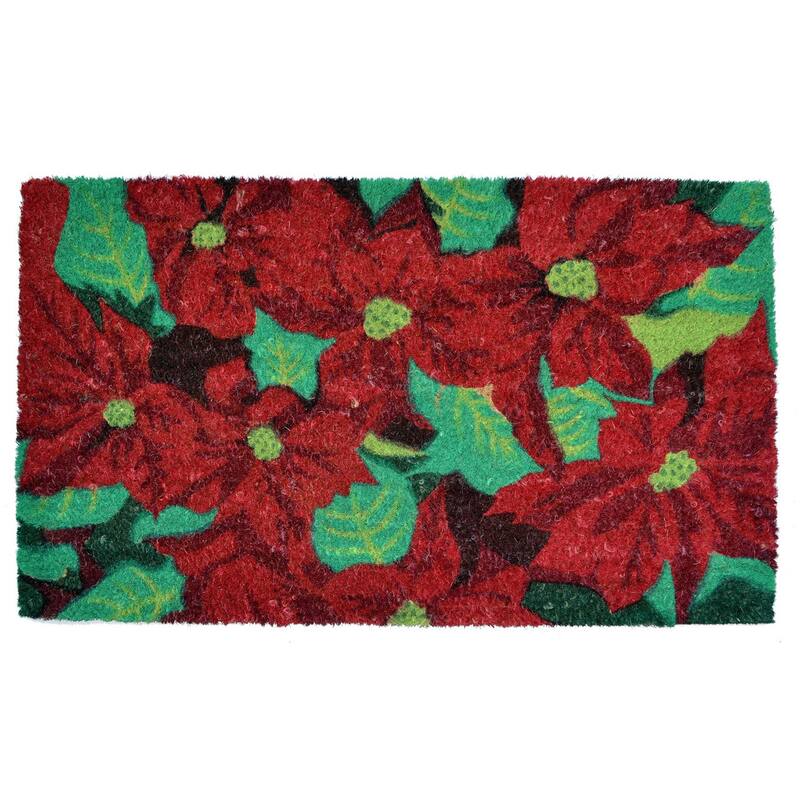 Poinsettia Coir Doormat - 18 x 30 x .5