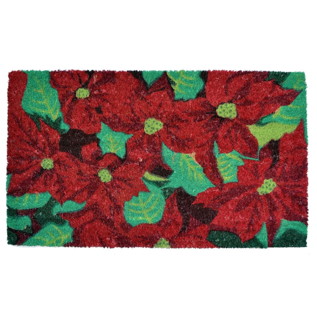 Poinsettia Coir Doormat - 18 x 30 x .5