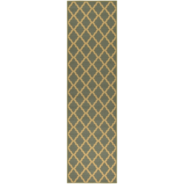 Ottohome Collection Sage Green Contemporary Moroccan Trellis Design