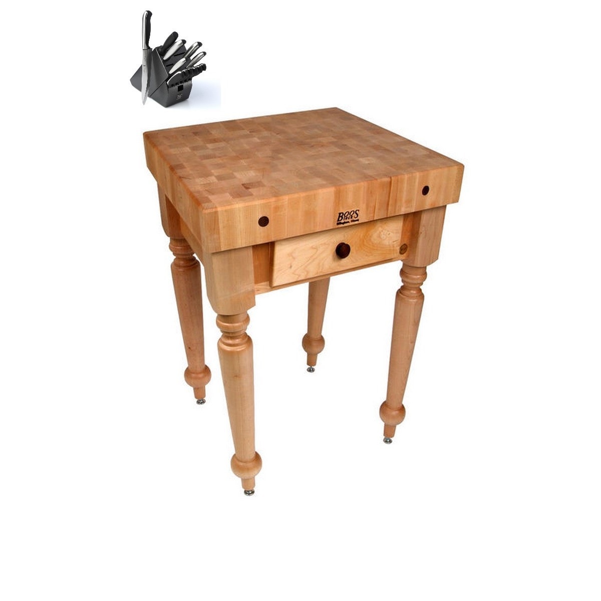 John Boos 30x24 Maple Butcher Block Table and J.A. Henckels 13