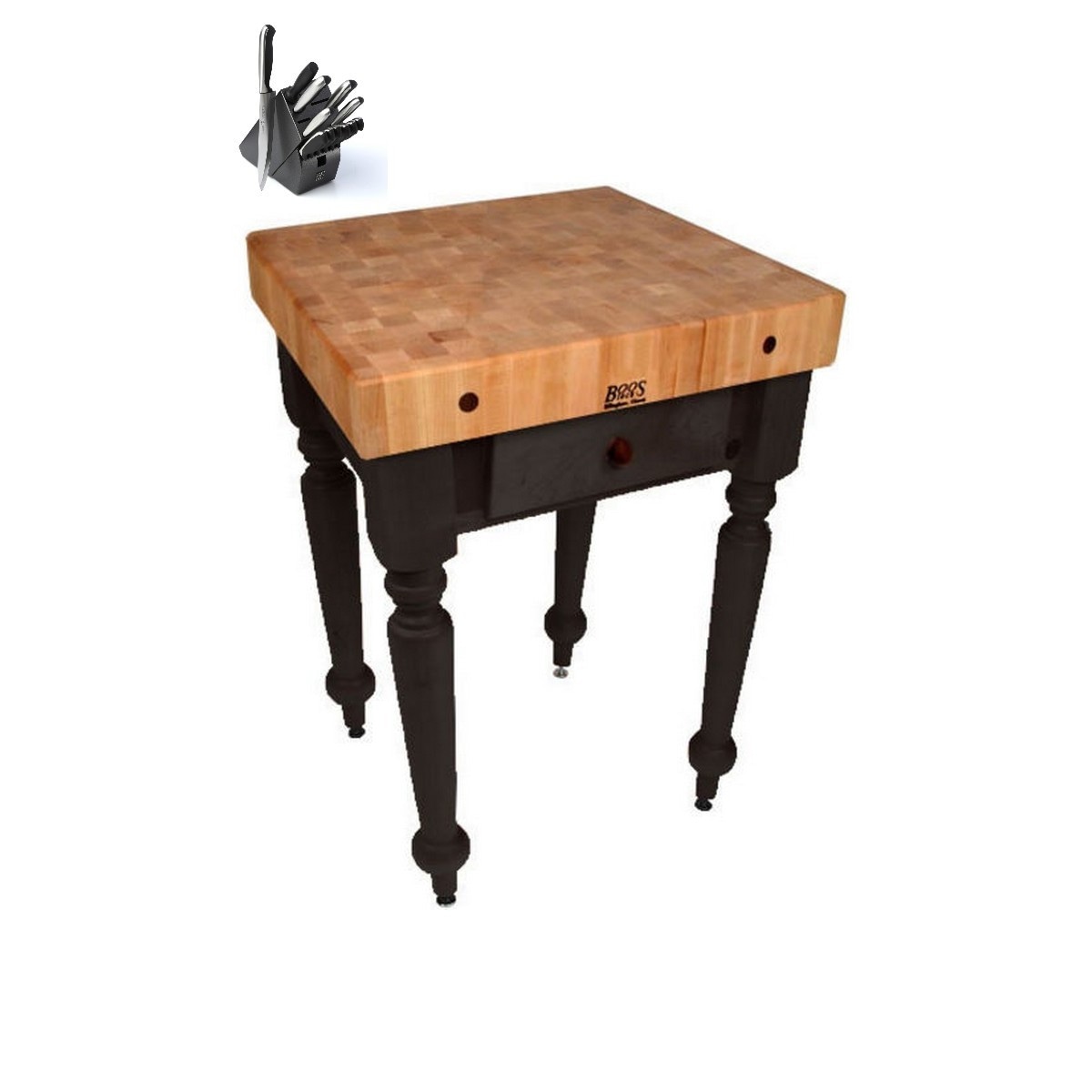 John Boos 30x24 Maple Butcher Block Table and J.A. Henckels 13