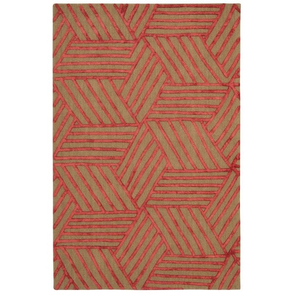 Rug Squared Saratoga Latte Red Rug (5'x7'6) - 5' x 7'6"