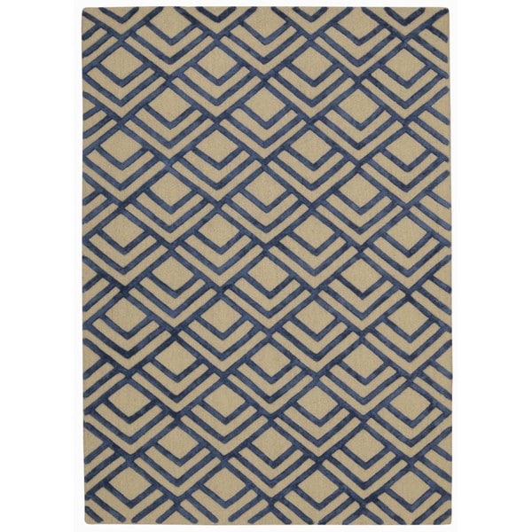 Rug Squared Saratoga Ivory/Navy Rug (4'x6') - 4' x 6'