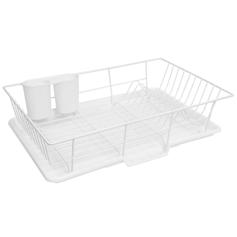 Sweet Home Collection 3-Piece Kitchen Sink Dish Drainer Set White