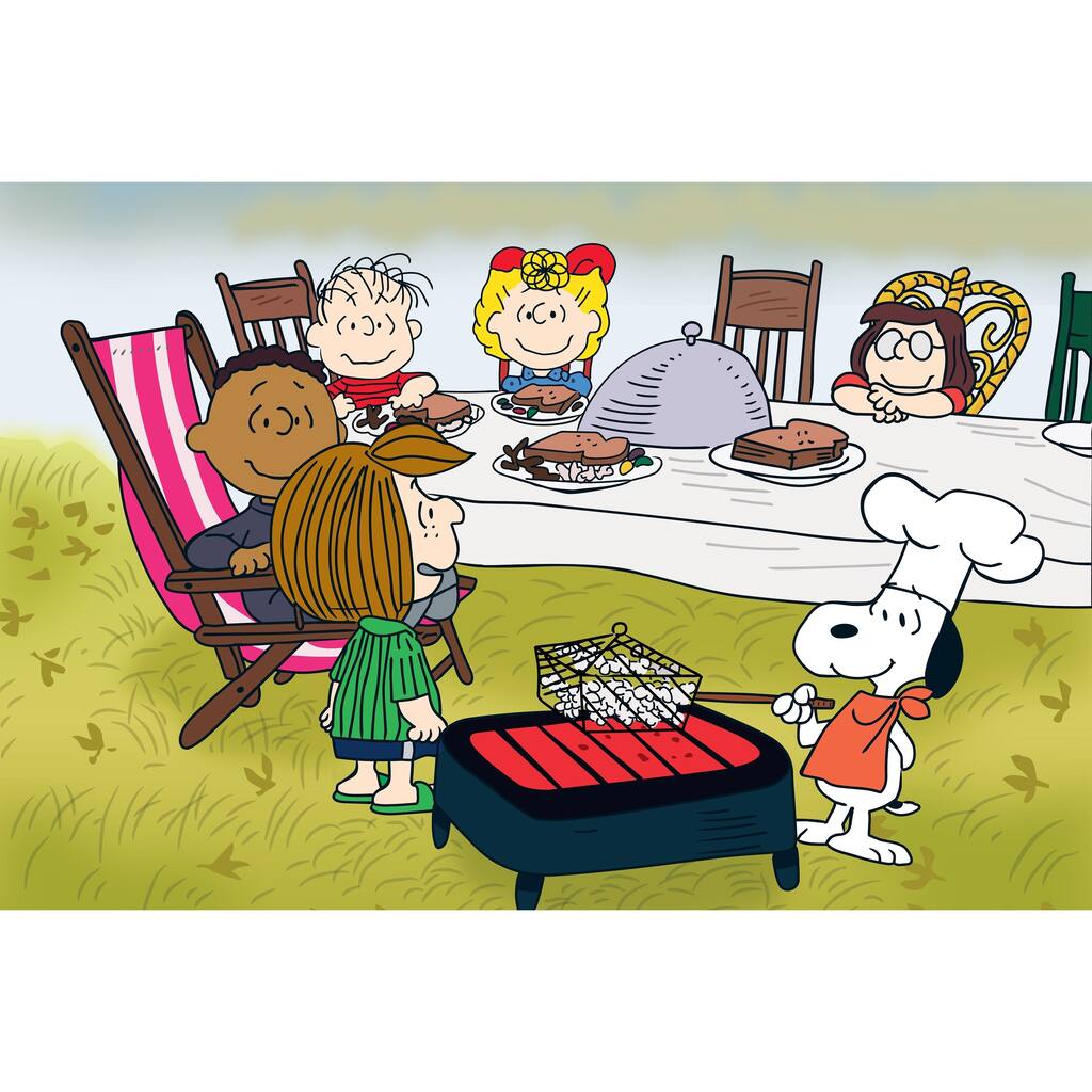 Charles M. Schulz 'Thanksgiving Dinner' Canvas Art - Multi-Color