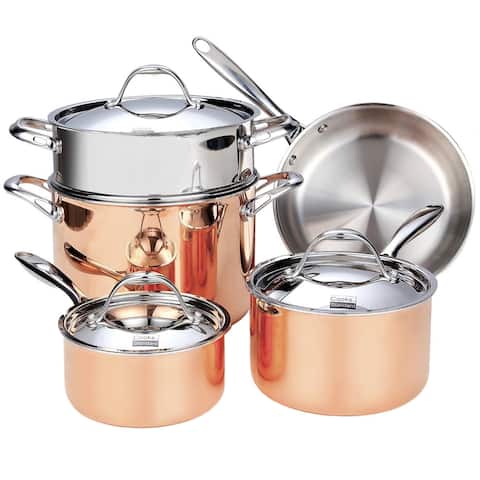 Cooks Standard 8-Piece Multi-Ply Clad Copper Cookware Set, Stainless Steel