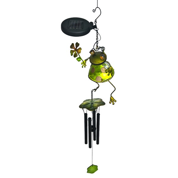 Frog Holding Lily Leaf Wind Chimewith Solar Powered Led Free Frog Holding Lily Leaf Wind Chimewith Solar Powered Led