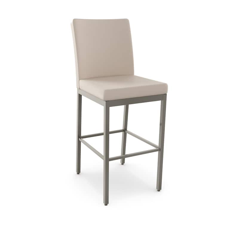 Amisco Perry Bar Stool - Cream Faux Leather / Glossy Grey Metal