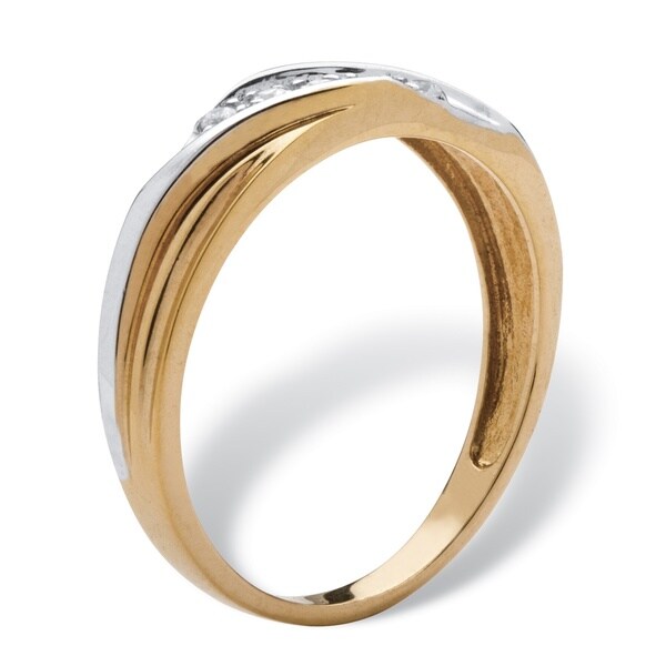 Men's Round 18k Gold over Sterling Silver Cubic Zirconia Wedding Band Ring