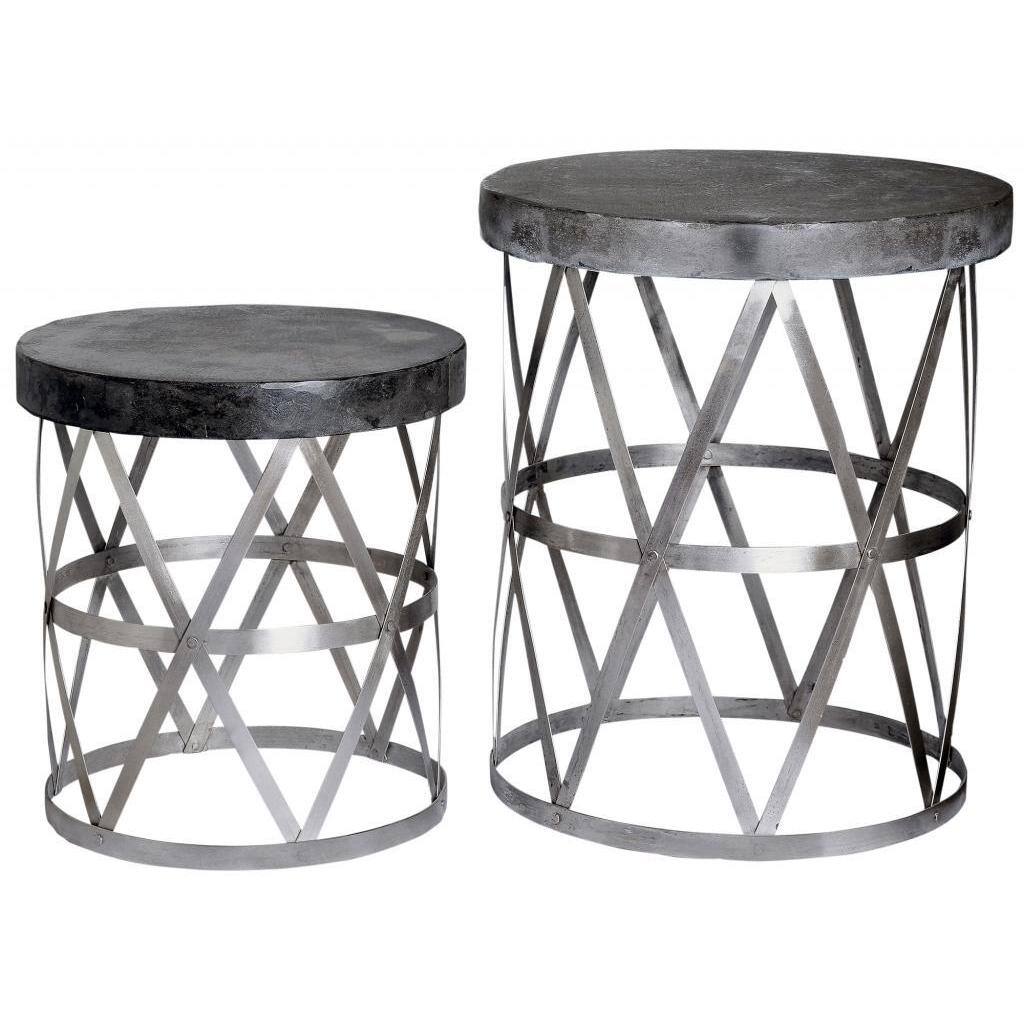 Alor Metal and Faux Cement 2-piece Accent Table Set