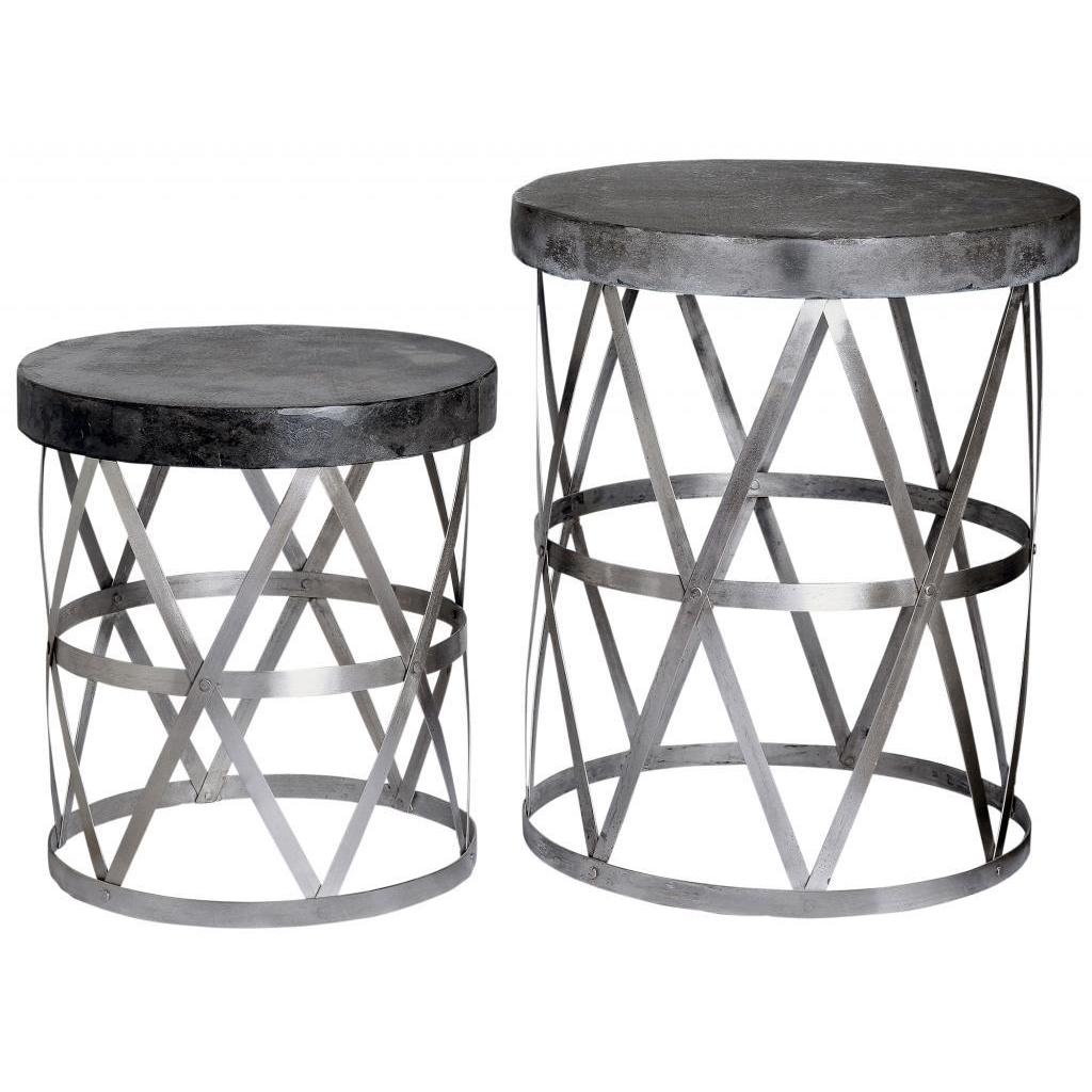Alor Metal and Faux Cement 2-piece Accent Table Set