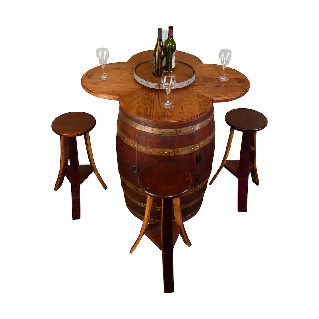 Wine Barrel Table Set with Cabinet Base