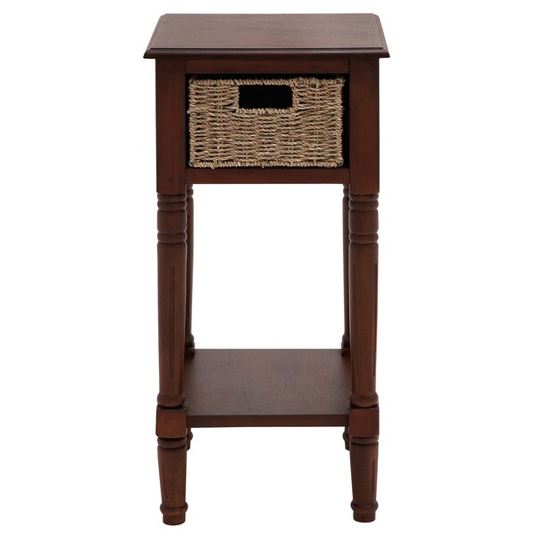 Portmand Handcrafted Wood Burlap Basket End/ Accent Table Free Shipping Today