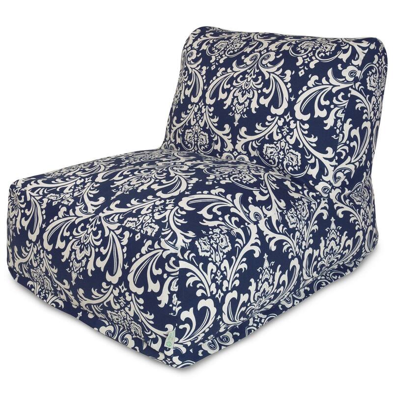 Majestic Home Goods Indoor Outdoor Navy French Quarter Bean Bag Chair Lounger 36 in L x 27 in W x 24 in H