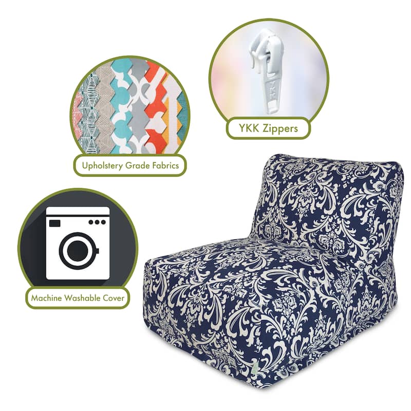 Majestic Home Goods Indoor Outdoor Navy French Quarter Bean Bag Chair Lounger 36 in L x 27 in W x 24 in H