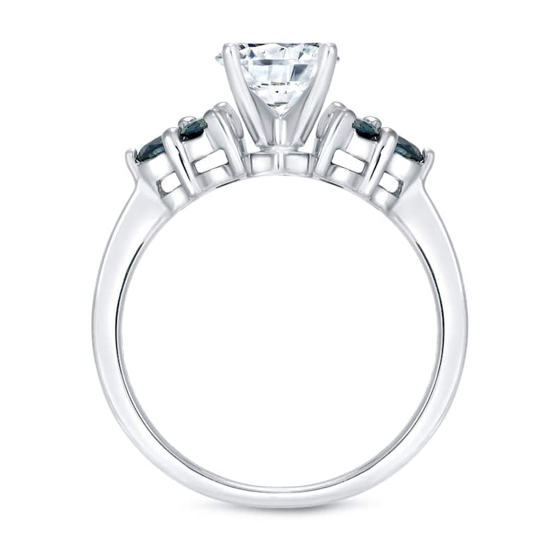 Auriya 3-Stone 1 1/3ct TDW Blue and White Diamond Engagement Ring 14k White Gold Certified