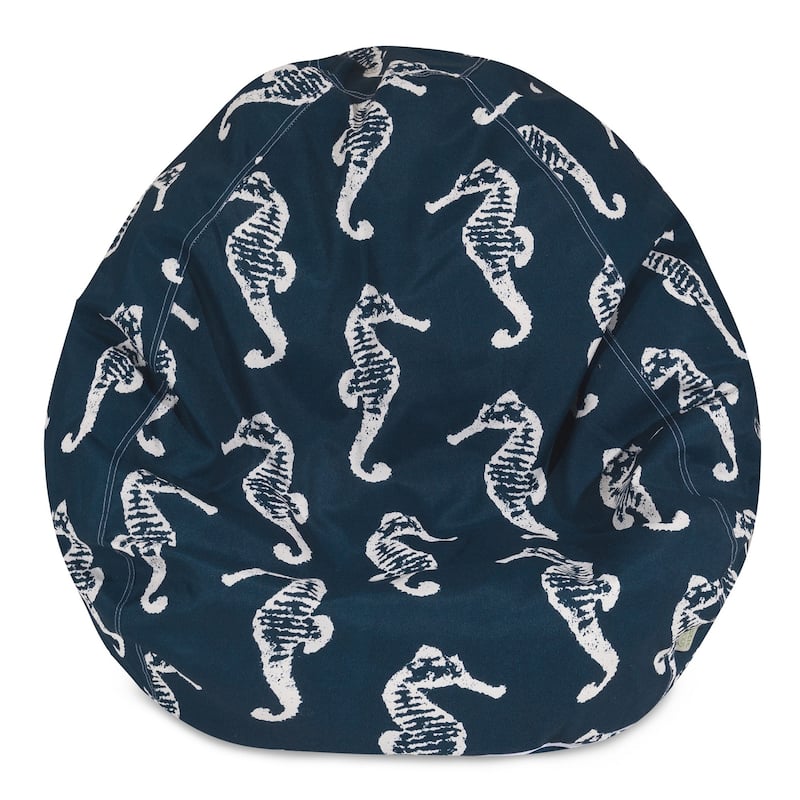 Majestic Home Goods Sea Horse Classic Bean Bag Chair Small/Large - Small - Navy