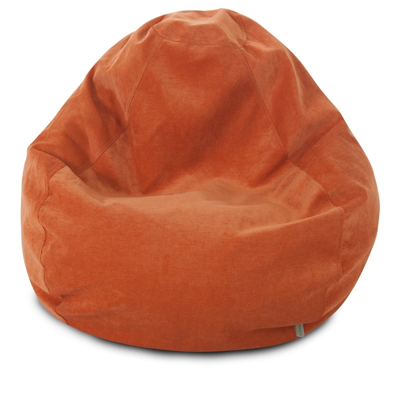 Majestic Home Goods Villa Velvet Collection Bean Bag Chair Small/Large - Large - Orange