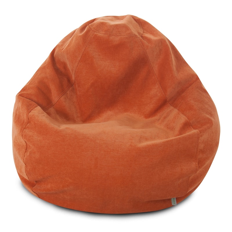 Majestic Home Goods Villa Velvet Collection Bean Bag Chair Small/Large - Small - Orange